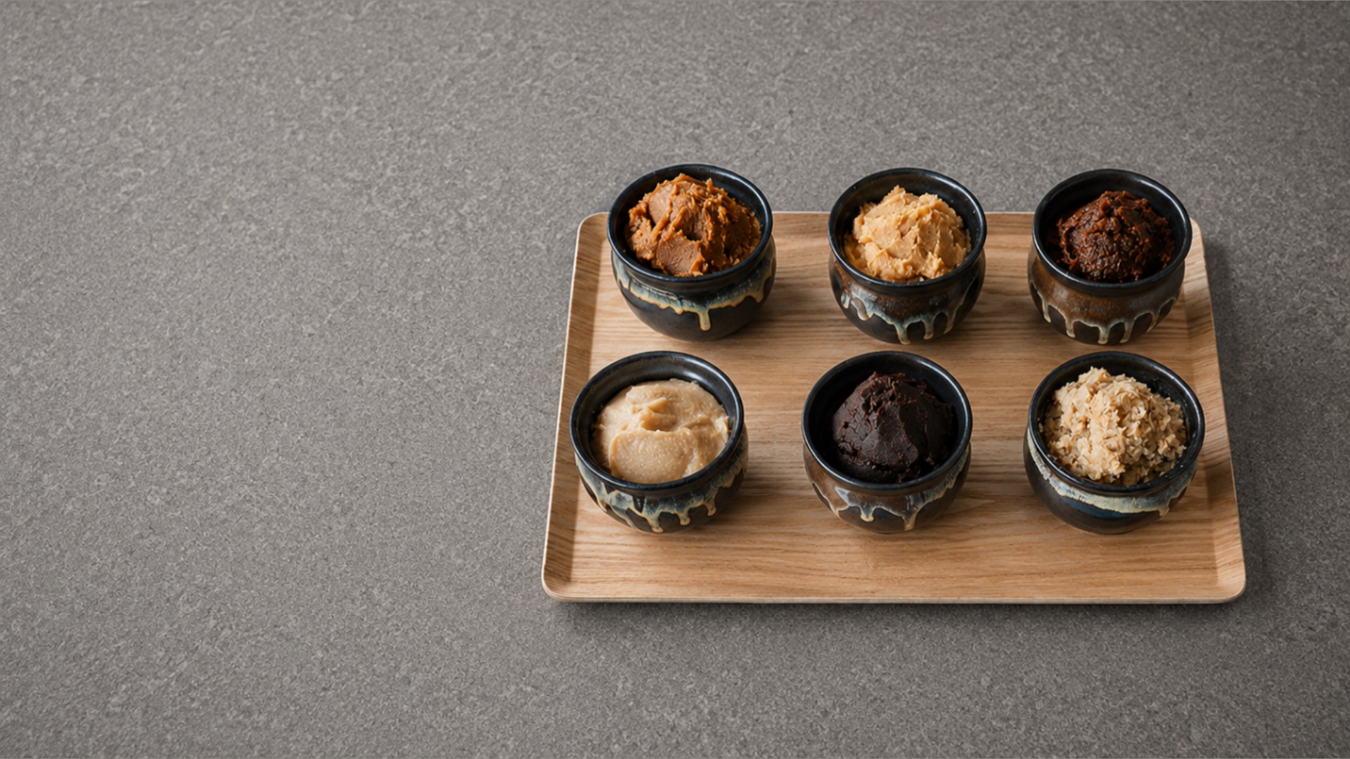 Six regional varieties of Japanese miso